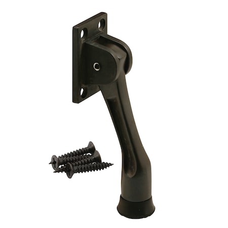 Prime-Line Door Holder, 4 in. Reach, Heavy Duty Diecast, Bronze Plated, Black Rubber Foot (Single Pack) 658-1007